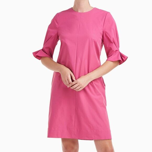 Kay Unger Dress Puff Statement Sleeve Stretch Poplin Lined Dusty Rose Event - Picture 1 of 16